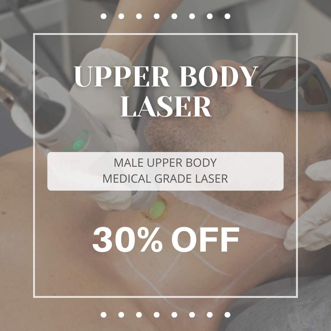 6 SESSIONS - UPPER BODY MALE - LASER - 30% OFF